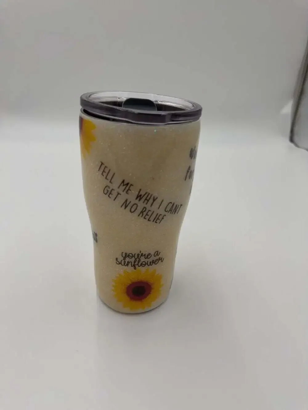 Post Malone Sunflower Glitter Custom Stainless Steel Tumbler Insulated‎ Cup Lid